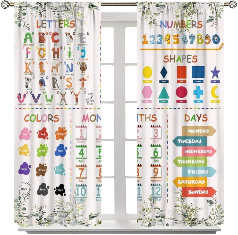 YCness ABC Alphabet Curtains for Kids Boys Girls Baby Child Nursery Bedroom Living Room Colorful Cartoon Fun Learning Education Print Rod Pocket Window Treatments Toddler Drapes 42x45 Inch - Image 3